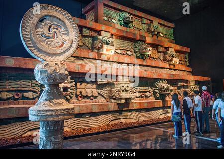 Replica of `Piramide de la serpiente emplumada´, Pyramid of the Feathered Serpent, from Teotihuacan, National Museum of Anthropology. Mexico City. Mex Stock Photo